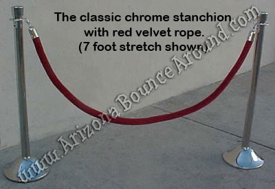chrome stanchions for rent w red velvet rope, Scottsdale, AZ
